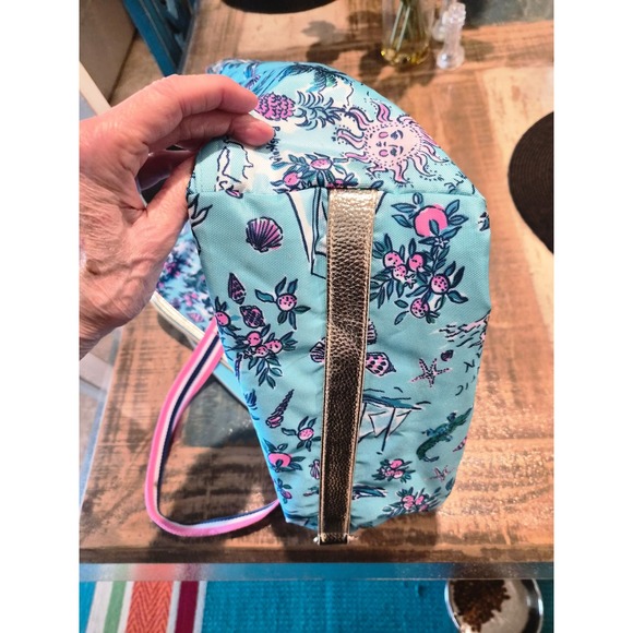 Lilly Pulitzer Sunshine State Florida Map Weekender Duffel Bag Blue Pink Gold - Picture 7 of 8